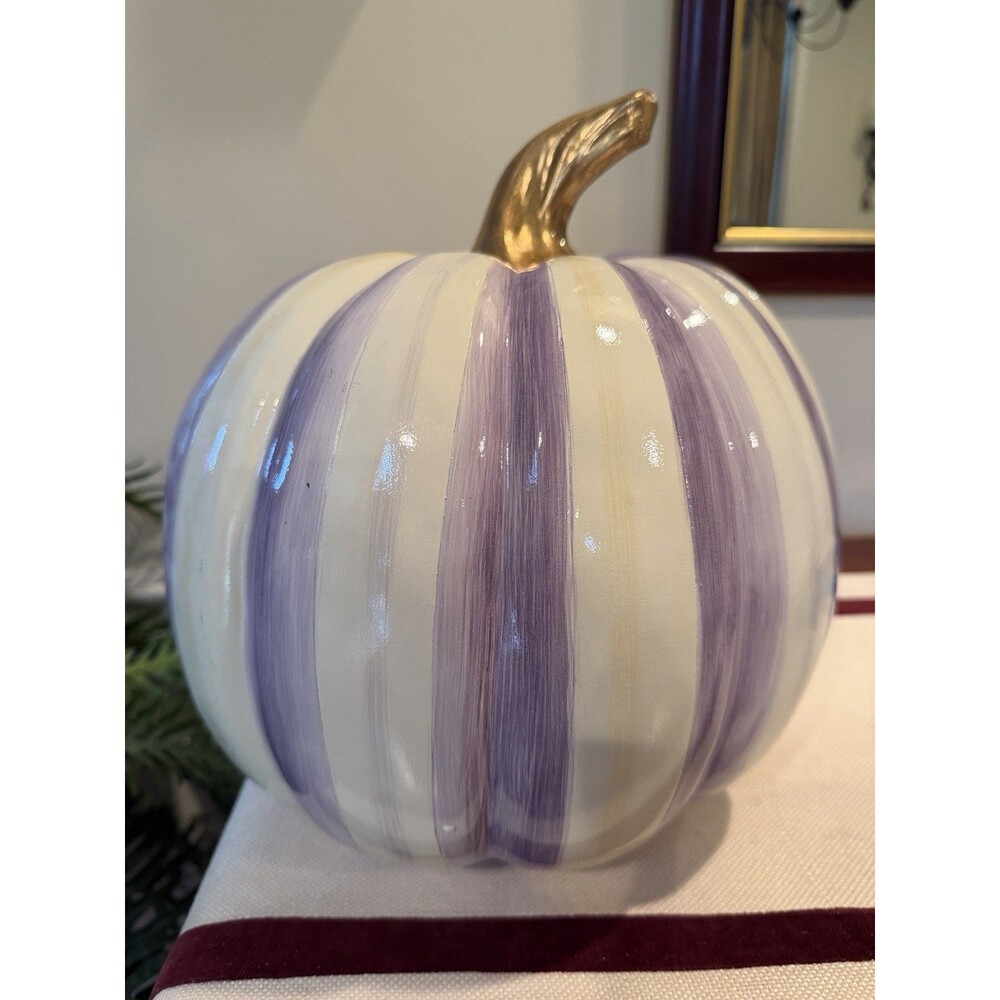 MacKenzie-Childs Violet Stripe Medium Pumpkin NEW IN BOX